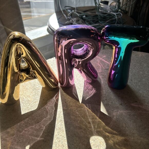 Ashland ART Decorative Letters Metallic Glass Gold Purple Home Decor Set - Picture 4 of 5